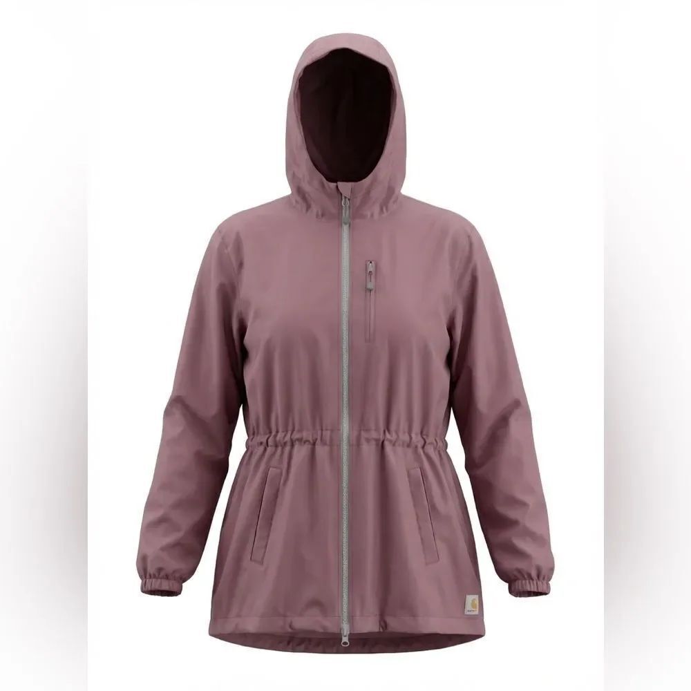 CARHARTT WOMENS RAIN WINDBREAKER WITH NON-REMOVABLE HOOD SIZE XL WINE COLORED